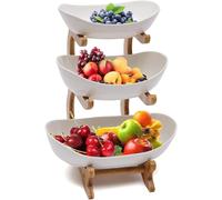 ® Portafrutta Da Tavolo in Ceramica 3 Livelli, Portafrutta Porta Frutta a Piani