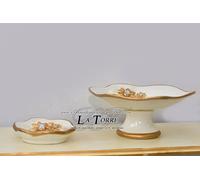 Portafrutta e porta cioccolatini scultura girasole avorio e oro swarovski PR40