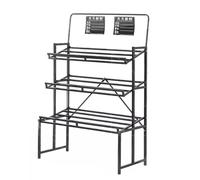 Portafrutta e verdura a 3 ripiani in metallo - Supporto per supermercati resistenti, nero, 120 x 60 x 177 cm - forte capacità di carico per la conservazione della spesa