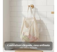 Portafrutta e Verdura da Appendere Multifunzionale Sacchetto a Rete da