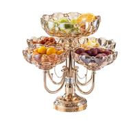 Portafrutta girevole, piatto snack e dessert, vassoio frutta, doppio strato, con 5 vassoi, stile europeo, for sala da pranzo, tavolo da pranzo, tavoli da tè, soggiorno, decorativo(Gold)