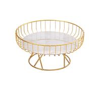 Portafrutta in Metallo Dal Design Cavo Piatto da Frutta con Base in Marmo e Base del Piede Cesto Decorativo per Frutta da Portata per Piano di Lavoro da Tavolo, Portafrutta e Verdura(L d'oro)