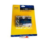 PORTAFUSIBILE CON VOLTMETRO AUTO IMPIANTO STEREO 3 INGRESSI 16mm 2 USCITE 6mm