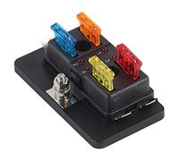Portafusibile Universale,Scatola Fusibili Auto Yctze scatola portafusibili 4 vie DC 12V 4 ATC Interruttore automatico ATO con fusibile e connettore