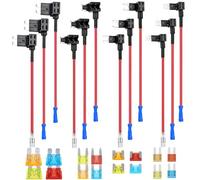 Portafusibili 12v-32V Rubacorrente Fusibile ADD-a-Circuit Fusibili Tap con 16 Pezzi Fusibile e Estrattore di Fusibili 5A 10A 15A 20A per Auto Camion Moto Barche