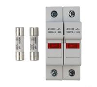 Portafusibili 2P per pannelli solari, 1000 V CC, 10 x 38 mm, con LED, compatibile con fusibili fotovoltaici 16-30 A, per protezione delle stringhe fotovoltaiche, montaggio su guida DIN, certificato