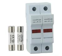 Portafusibili 2P per sistemi solari fotovoltaici, 1000 V CC, con indicatore LED, compatibile con fusibili da 10 x 38 mm, 15 A, 20 A, 32 A, 35 mm, montaggio su guida DIN (20 A)