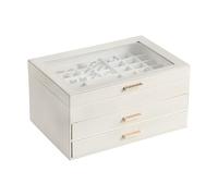 Portagioie a 3 strati for donna, coperchio, organizer for gioielli con 2 cassetti for collane, anelli, orecchini, bracciali scatola organizer(Wit)