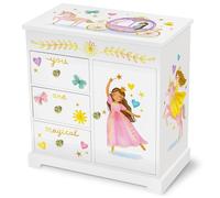 Portagioie Carillon Principessa per Bambine - Scatola Musicale per Bambini con Cassetti, Regali Principessa per Bambine, Scatole per Gioielli Principessa da 3 a 10 anni - 22,9 x 12,7 x 23,5 cm, Bianca