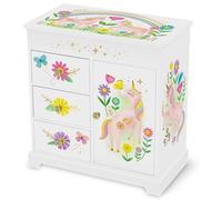 Portagioie Carillon Principessa per Bambine - Scatola Musicale per Bambini con Cassetti, Regali Principessa per Bambine, Scatole per Gioielli Principessa da 3 a 10 anni - 22,9 x 12,7 x 23,5 cm, Bianca