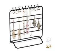 Relaxdays Portagioie, per Collane, Orecchini, Bracciali, Organizer per Gioielli, Stand, HxLxP: 21 x 20 x 10 cm, Nero