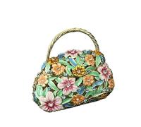 Portagioie con borsa a forma di fiore tempestato di diamanti