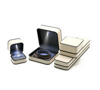 Portagioie con luce LED e interruttore a sensore, scatola porta anelli beige creativa for coppie, confezione for orecchini, ciondolo, collana Conservazione dei gioielli