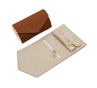 Portagioie Da Viaggio 2 pezzi Organizer for gioielli Borsa arrotolabile Custodia da viaggio portatile Braccialetto Anello Collane Orecchini Espositore for riporre(Brown)