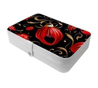 Portagioie da viaggio, grande, motivo: coccinella con sette stelle, colore: rosso, 1012. Custodia organizer portatile perfetta per anelli, orecchini, collane, per ragazze e donne alla moda in