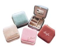Portagioie da viaggio in velluto, personalizzabile con nome, piccolo portagioie da viaggio, organizer per gioielli, regalo personalizzato per ragazze e donne, compleanno, damigella d'onore, matrimonio