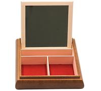 Portagioie di alta qualità, in legno impiallacciato con specchio, 3 scomparti e ornamento con motivo rose, marrone, L x P x A 20 x 5 cm