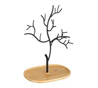 Navaris Portagioie Donna a forma di Albero - Portagioielli da Tavolo Collane Orecchini Anelli - Espositore Porta Gioielli Metallo Bambù - Nero Grande