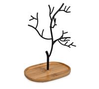 Navaris Portagioie Donna a forma di Albero - Portagioielli da Tavolo Collane Orecchini Anelli - Espositore Porta Gioielli Metallo e Bambù - Nero