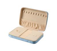 Portagioie Donna Lussuoso astuccio for gioielli rivestito in peluche, sofisticata scatola for l'organizzazione degli accessori for collane, anelli e orologi(Blue)