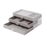 Portagioie Donna Porta Gioielli da 3 Cassetto Acrilico Organizer Gioielli Scatola Porta Gioielli Cofanetto Portagioie Porta Gioie Scatola per Gioielli Orecchini Bracciali Anelli e Collane (Grigio)