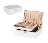 Portagioie donna - Portagioie da viaggio - Porta gioielli - Porta orecchini a doppio strato in pelle con lucchetto e chiave - Portagioie bambina per anelli, orecchini, braccialetti, collane e orologi