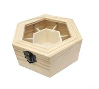 Portagioie esagonale in legno con sette scomparti divisi, progettato per uso desktop o da tavolo, realizzato in legno massello per una maggiore durata