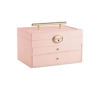 Portagioie for Donne Ragazze, Organizzatore di Gioielli a 3 Strati, Custodia con Serratura in Pelle PU con Specchio e Cassetti, Scatole Organizer for Display ad Alta Capacità for Anelli, Orecchini, Co