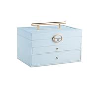 Portagioie for Donne Ragazze, Organizzatore di Gioielli a 3 Strati, Custodia con Serratura in Pelle PU con Specchio e Cassetti, Scatole Organizer for Display ad Alta Capacità for Anelli, Orecchini, Co