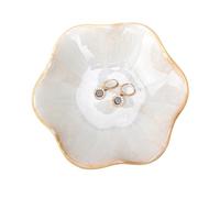 Portagioie in ceramica, vassoio decorativo per anelli a forma di foglia di loto, piccola ciotola per chiavi, portagioie, vassoio per collana e orecchini, decorazione per comodino per ingresso, tavolo