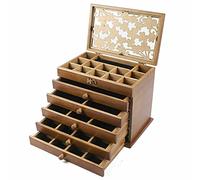 Portagioie in legno, con cassetti, 30 x 29 x 25 cm, per orecchini, collane, gioielli