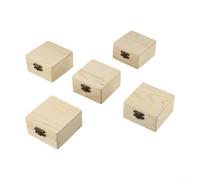 Portagioie in legno con design a ribalta, 5 scatole robuste per bigiotteria e accessori, finitura in legno chiaro naturale, 8 x 8 x 4,5