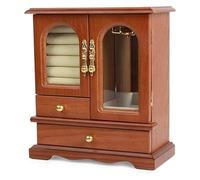 Portagioie in Legno Vintage, portagioie Multifunzione, espositore per Gioielli con 2 cassetti e Gancio Girevole a 360°, Organizer per Gioielli