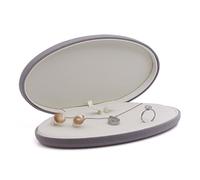 Portagioie multiscomparto, organizer in pelle PU di seta con fodera in microfibra for orecchini, anelli, collane Conservazione dei gioielli(Grey)