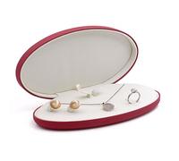 Portagioie multiscomparto, organizer in pelle PU di seta con fodera in microfibra for orecchini, anelli, collane Conservazione dei gioielli(Rot)