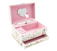 Portagioie musicale per bambini, carillon per bambini con piccola principessa girevole, portagioie musicale per bambini con cassetto per età 3-10 bambine, 17,8 × 11,2 × 9,7 cm