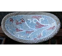 Portagioie o svuota tasche in terra cotta e mosaico di vetro a disegno albero d