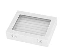 Portagioie Organizzatore con 7 Scomparti e Coperchio in Vetro Trasparente, Espositore in Velluto per Anelli Orecchini e Cassetto Portagioielli Bianco