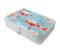 Portagioie portatile con fenicottero rosa della giungla tropicale, 683, una grande custodia organizer per anelli, orecchini, collane, perfetto per ragazze e donne, 1 confezione, Multicolore,