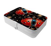 Portagioie portatile da viaggio a forma di coccinella con sette stelle, grande, per anelli, orecchini, collane, perfetto per ragazze e donne, confezione da 1