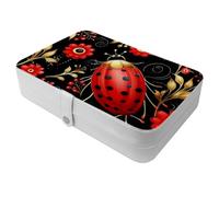 Portagioie portatile da viaggio a forma di coccinella con sette stelle, grande, per anelli, orecchini, collane, perfetto per ragazze e donne, confezione da 1