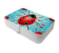 Portagioie portatile da viaggio a forma di coccinella con sette stelle, grande, per anelli, orecchini, collane, perfetto per ragazze e donne, confezione da 1, Multicolore, 5.5x8.3x1.8in/14x21x4.5cm,