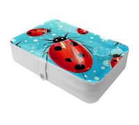 Portagioie portatile da viaggio a forma di coccinella con sette stelle, grande, per anelli, orecchini, collane, perfetto per ragazze e donne, confezione da 1, Multicolore, 5.5x8.3x1.8in/14x21x4.5cm,