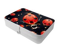Portagioie portatile da viaggio a forma di coccinella con sette stelle, grande, per anelli, orecchini, collane, perfetto per ragazze e donne, confezione da 1, Multicolore, 5.5x8.3x1.8in/14x21x4.5cm,