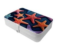 Portagioie portatile da viaggio con stella marina nell'oceano-1198, una grande custodia organizer per anelli, orecchini, collane, perfetto per ragazze e donne - 1 confezione, Multicolore,