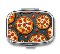 Portagioie portatile da viaggio, per uso quotidiano, con stampa di pizza, cibo, portapillole, pillole, capsule, caramelle, gioielli, tappi per le orecchie