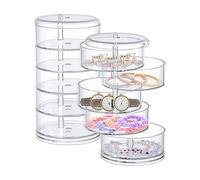Portagioie rotondo rotante in acrilico trasparente, contenitore per gioielli Lazy Susan, organizer rotante per il bagno (trasparente, 5 strati)