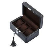 Portagioie Scatola per orologi a 3 scomparti, organizer per gioielli di lusso, espositore in fibra di carbonio, vassoio per bracciali, 3 cuscini rimovibili chiudibili in metallo