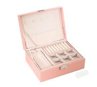 Portagioie Scatole for gioielli in legno a doppio strato, scatole for anelli, scatole for gioielli e imballaggi con organizer for gioielli in pelle PU e custodia for il trucco(Pink)