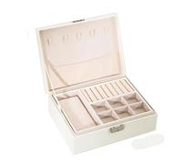 Portagioie Scatole for gioielli in legno a doppio strato, scatole for anelli, scatole for gioielli e imballaggi con organizer for gioielli in pelle PU e custodia for il trucco(White)